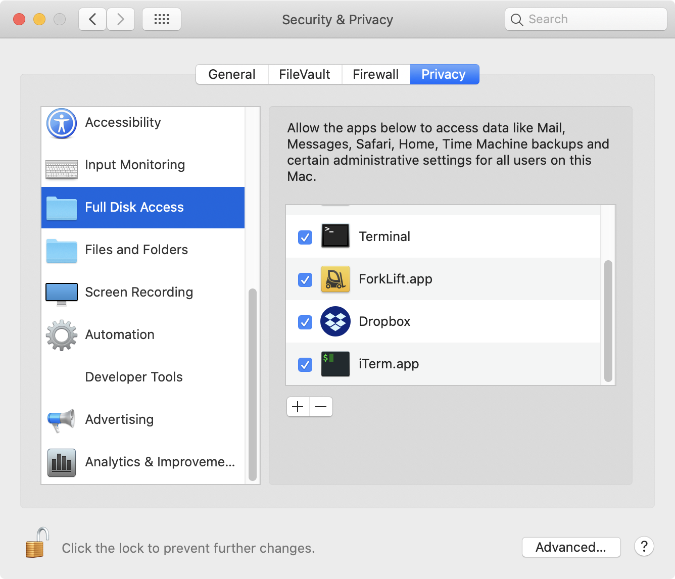 Manually Granting Applications Full Disk Access in macOS Catalina ...